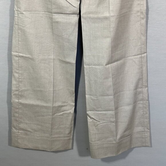Banana Republic Pants Womens 8 Jackson Fit Tan Cotton Stretch Wide Leg Cuffed - Picture 7 of 10